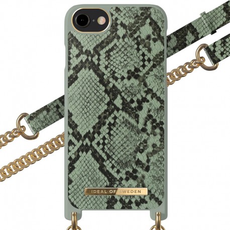 Coque bandoulière iDeal of Sweden Python Series Apple iPhone 7/8/6S/6/SE 2020 Vert (Khaki Python)