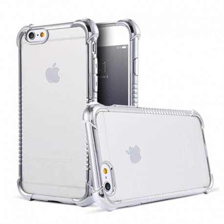 Coque silicone gel PLATING FRAME Apple iPhone 6/6S Argent
