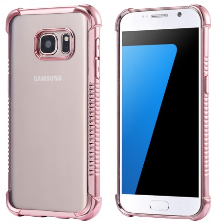 Coque silicone gel PLATING FRAME Samsung Galaxy S7 Or Rose