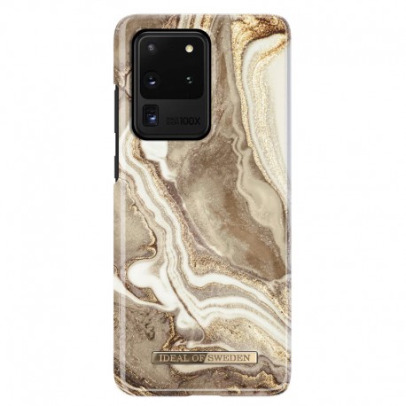 Coque rigide iDeal of Sweden Golden Marble Series Samsung Galaxy S20 Ultra 5G Or (Golden Sand)