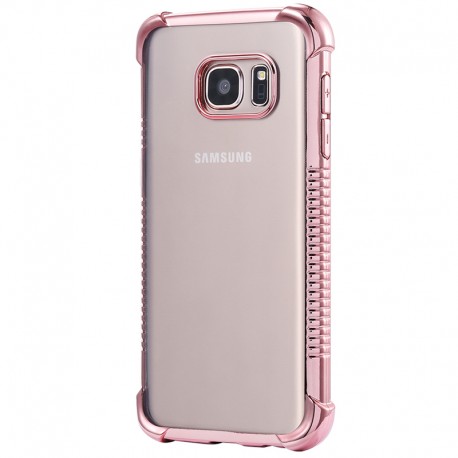 Coque silicone gel PLATING FRAME Samsung Galaxy S7 Edge Or Rose