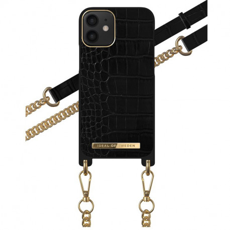 iDeal of Sweden - iPhone 12 Mini Coque Jet Black Croco bandoulière