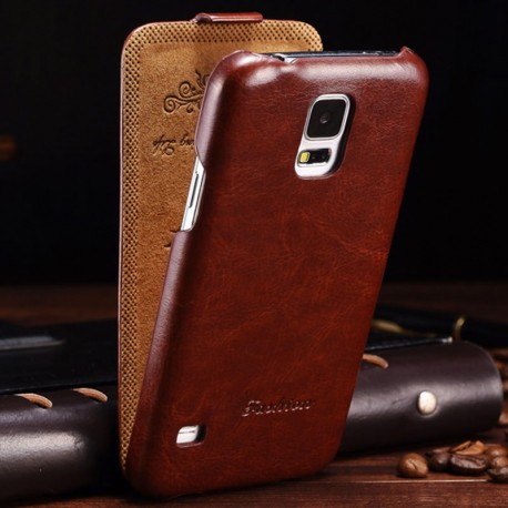 Etui flip Vintage Samsung Galaxy S5 Marron