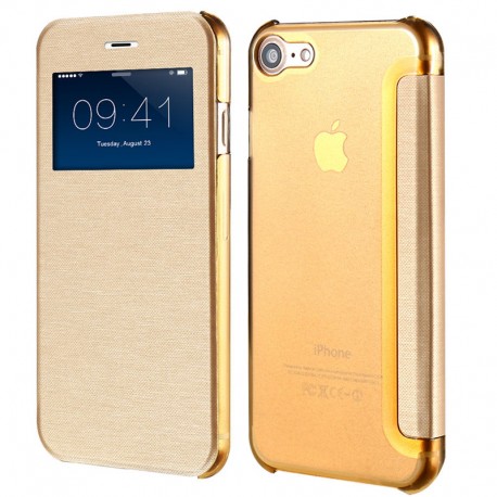 Étui folio ultra-fin à fenêtre Apple iPhone 7 Or
