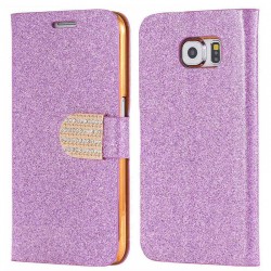 Etui folio Strass Diamant Samsung Galaxy S6 Rose