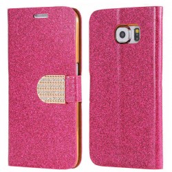 Etui folio Strass Diamant Samsung Galaxy S6 Rose