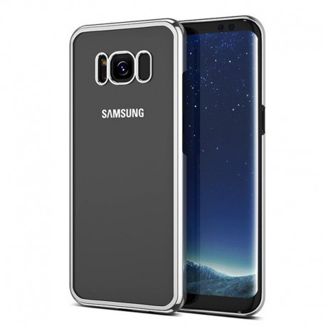 Coque rigide transparente contours metallisés Samsung Galaxy S8 Argent
