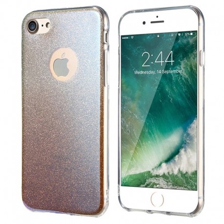 Coque silicone gel ultra pailletée Apple iPhone 7 Or