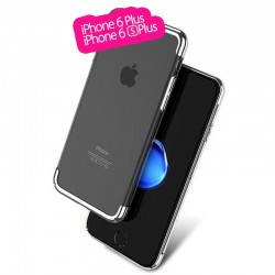 Coque rigide transparente contours métallisés Apple iPhone 6/6S Plus Argent