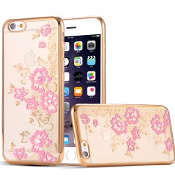 Coque silicone gel FLOWERS Apple iPhone 6/6S Plus Rose