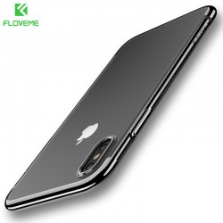 Coque silicone gel FLOVEME 3D Plating contour métallisé Apple iPhone X Or Rose