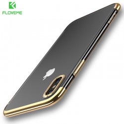 Coque silicone gel FLOVEME 3D Plating contour métallisé Apple iPhone X Or Rose