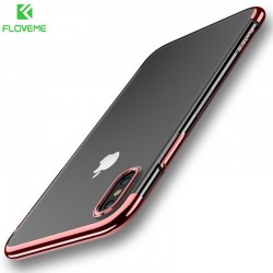 Coque silicone gel FLOVEME 3D Plating contour métallisé Apple iPhone X Or Rose