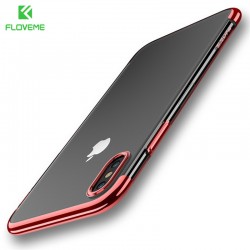 Coque silicone gel FLOVEME 3D Plating contour métallisé Apple iPhone X Or Rose