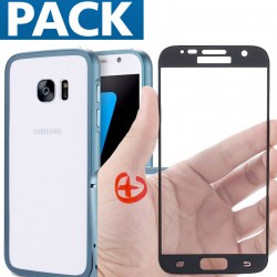 Pack Coque aluminium + Protection écran verre trempé intégrale Samsung Galaxy S7