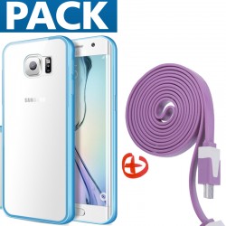 Pack Coque aluminium + câble microUSB Samsung Galaxy S7 Edge