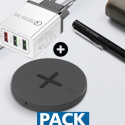 Chargeur rapide QI NILLKIN BUTTON 10W + Chargeur CAFELE AR-QC-03 Quick Charge Qualcomm 3.0