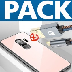 Pack Coque rigide CAFELE Vitros Series + Câble USB Type-C 1mt Floveme Denim Texture Samsung Galaxy S9 Plus